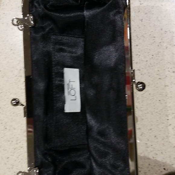 Ann Taylor Loft black sequin evening bag to use as clutch or has chain as well - Picture 6 of 10